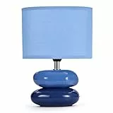 Lampada da comodino Lea (blu scuro) Lampada da tavolo Lampada da tavolo in ceramica con paralume in tessuto, adatta per LED, E14, 230V ceramica, lampada da tavolo, lampada da divano