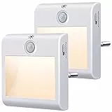 Luce Notturna Bambini, [2 Pezzi] Luce Notturna con Sensore di Movimento Luminosità Regolabile 3 Modalità (ON/AUTO/OFF), Luci Notturne Bianca Calda per Cameretta, Corridoio, Cucina, Scale, Bagno