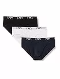 Emporio Armani 3-pack Brief Essential Monogram, Boxer Uomo, Multicolore (Bianco/Nero/Blu Marine), M