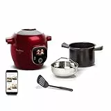 Moulinex Cookeo+ Connect - Multicooker, capacità 6 l, cottura ad alta pressione, 6 modalità di cottura, connessione Bluetooth, 200 ricette integrate, applicazione dedicata, rosso CE86E510