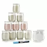 Monboco | Set di 12 vasetti in vetro per yogurt con coperchi ermetici | Per yogurtiera e robot da cucina (Bimby, Magimix, ecc.)- Realizzato in Francia | 142 ML / 125G | Pennarello in dotazione
