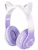 XtenKea Cuffie Orecchio Gatto Bluetooth per Bambini con Microfono/illuminazione LED, Cuffie senza fili, pieghevoli, limitatore a 85 /94dB per smartphone/PC/Laptop/Tablet/TV (Viola)