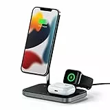 SATECHI Stand di Ricarica Wireless Magnetico 3 in 1 - Compatibile con iPhone 15 Pro Max/15 Pro/15/15 Plus/14 Pro Max/14 Pro/14/14 Plus, Apple Watch Ultra & Serie 8/7/SE/6/5/4/3/2/1, AirPods Pro 2/1
