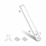 Luce Armadio LED con Sensore di Movimento, Luce Notturna Luminosità Regolabile 6500K Bianco 32cm, Pulsante Touch, Magnetica Ricaricabile LED Sottopensile Cucina, Lampada per Scale Corridoio Garage