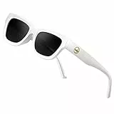 ATTCL Occhiali da sole polarizzati per gli uomini delle donne moda occhiali da sole rettangolo dorato alla, Bianco+grigio/Non specchiato, Medium