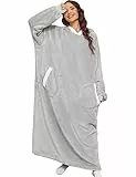 Tuopuda Hooded Sweat Felpa Uomo Cappotto Donna Invernale, Oversize Hoodie Felpata Calda Felpone Unisex, Maglietta Lunga Idee Regalo Natale Mamma Papa, Grigio Chiaro, M
