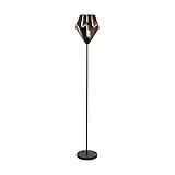 EGLO Lampada da terra Carlton 1, lampada a stelo vintage a uno punto luce, piantana retrò in acciaio, nero, rame, attacco E27