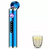 ASANMU Mini Accendino Elettrico, USB Accendino Elettrico Ricaricabile Antivento Elettronico Accendino, Resistente e Sicuro, con Cavo USB per Sigarette Candele Cucina Barbecue Campeggio (Blu)