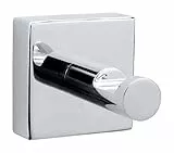 Tesa HUKK - Gancio da bagno in metallo cromato, autoadesivo, senza trapano, design rotondo, in acciaio inox, impermeabile, con colla rimovibile