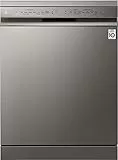 LG DF365FPS Lavastoviglie Libera Installazione, Serie 3, 14 coperti, Sistema QuadWash a 4 Bracci Irroratori, Vapore TrueSteam, Apertura Automatica della Porta, 3° Cestello per le Posate, Wi-Fi, Grigia