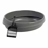 Iris Ohyama, Lettiera per gatti, Toilette chiusa per gatti, Paletta, Labbro rimovibile, Interno liscio, Compact PNE-480, Grigio