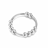 YADOCA Anelli di Ansia in Argento Sterling 925 per Donna Ragazze con Perline Anelli Impilabili Anello Girevole Anti Ansia Spinner Fidget Ring 8