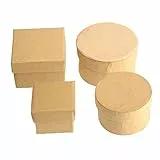 Pracht Creatives Hobby 7648-01541 Cartone Kraft in Un Set, 4 scatole Regalo, 2 Rotonde e 2 quadrate, con Coperchio per Decorare, conservare e Regalare, Natural, one size, 4 unità