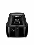 De'Longhi FH2184.BK IDEALFRY Friggitrice ad Aria, Capacità 1.25Kg, Pannello di Controllo Digitale, 5 Programmi Preimpostati, Oblò, Sistema SHS Double, Frittura Leggera, Vasca removibile da 3,9L, Nero