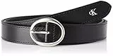 Calvin Klein Jeans Round Classic Belt 25Mm Cintura, Nero (Nero), 80 Donna