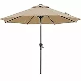 ABCCANOPY Ombrellone da tavolo in alluminio olefina, 3 m, non sbiadisce, con 8 stecche robuste, beige mélange