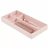 mDesign Porta Trucchi Scomparti – Pratico portatrucchi per Cosmetici Come Rossetti, smalti & Co. – Organizer Trucchi per Bagno o Camera da Letto – Rosa Chiaro