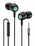 VEENAX M3 Auricolari con Microfono, Controllo del Volume, Cuffiette con Filo, Cuffie In-Ear con Cavo, Auricolare Stereo con Bassi Intensi per Telefono Cellulare Computer Tablet MP3, Jack 3,5 mm, Nero