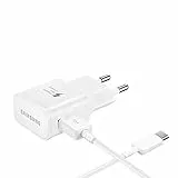 OEM Samsung - Caricatore originale EP-TA200EWE + Cavo EP-DR140AWE (5 V-2 A, 9 V-1,67 A) - per Galaxy S10, S10+, S10e, S9, S9+ (caricatore + cavo di tipo C, bianco) (EPTA200 + DR140 B W)