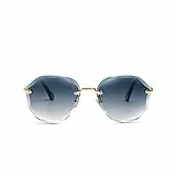 kimorn Occhiali Da Sole Per Donna Oversized Telaio Metallico Lenti Da Taglio Diamantate Ombra All'aperto K0637 (Blu)