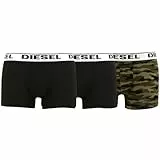 Diesel Intimo Uomo Cotone/Elastan Misto Cotone Elasticizzato, 3 Boxer, Nero/Nero/Verde Camo, M
