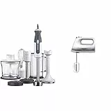 Kenwood HDP408WH Mixer ad Immersione, frullatore, 800 W, dotato di Tritatutto da 0,5L & HMP30.A0SI Sbattitore Elettrico, Pratico e Potente, Facile Utilizzo, 5 velocità+Pulse