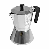 PINTINOX Caffettiera Moka 6 Tazze in Alluminio, adatta all'induzione, Manico Antiscottatura e Notevole Risparmio Energetico