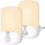 Gritin Luce Notturna LED Plug le Pareti,[2 Pezzi] Adatto per Dormire Luce Notturna Bambini con Sensore Crepuscolare,Risparmio Energetico,2700K Bianco Caldo Luce Notturna per Camerette,Corridoio,Bagno