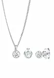 Elli Set di Gioielli Donne Ciondolo di Base Solitario Set Orecchini a Perno con Cristalli in Argento Sterlino 925