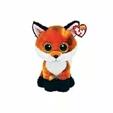 Ty - Peluche - Beanie Boos - Volpe - Meadow - Arancione - Occhi dorati grandi e glitter - Il pupazzo con gli occhi grandi scintillanti - 15 Cm - 36379