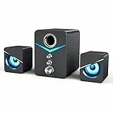 Altoparlante per computer con subwoofer 2.1 alimentato USB e connettore AUX da 3,5 mm, con luci a LED per desktop, laptop, tablet