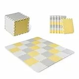 Kinderkraft Palestrina Interattiva LUNO, Puzzle, include 30 pezzi, Morbido Tappetino, Educativo, di Schiuma, per Bambini da Neonati, Giallo