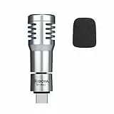Boya Mini Microfono USB-C, Microfono Telefono per Android/Computer Portatile/con Dispositivi di Tipo C, Microfono Esterno Pieghevole con Schiuma Anti-Vento per Youtube, vlogging, Trasmissione Live