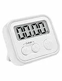Timer da Cucina Digitale Magnetico, Pitasha Timer Elettronico con Cronometro Cifre Grandi Allarme Forte, Timer Cucina per Cottura, Cucina, Studio, Esercizio, Bianco