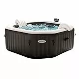 Intex 28458 Pure Spa Jet & Bubble Deluxe, Nero, 201 x 71 cm 4 Posti Con Pompa, Riscaldatore e 2 Poggiatesta
