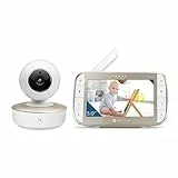 Motorola Nursery VM50G Videocamera Baby Monitor, Display 5 pollici, Ninnananna, Comunicazione Bidirezionale, Microfono Alta Sensibilità, Inclinazione e Zoom Digitale, Visione Notturna, Bianco o Oro