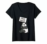 Donna Panda Free Hugs Tee Carino Panda Giovani Bambini Maglietta con Collo a V
