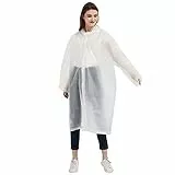 YJLX Poncho antipioggia da donna, lungo, impermeabile, usa e getta, impermeabile, pieghevole, traspirante, per campeggio, attività all'aperto, caccia o pesca, bianco, Taglia unica