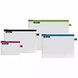 Leitz Wow Set di 4 Busta da Viaggio, Resistente all'Acqua, Trasparente, Adatte per Organizzare Piccoli Oggetti, Formato: S (A6), M (A5), L (A4) e per Cosmetici, Colori Assortiti