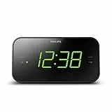 PHILIPS Sveglia con Radio e Display da Letto, Radio Digitale con Doppio Allarme, Sleep Timer e Funzione Snooze, Portatile con Batteria di Backup, Nero con Ampio Display, Nuova Versione