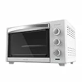 Cecotec Forno elettrico da Tavolo Multifunzione Bake&Toast 3000 4Pizza White Gyro. 1600 W, 30 Litri, Spiedo, Temperatura regolabile, Luce Interna, 3 Modi, Timer, Ideale per pizze