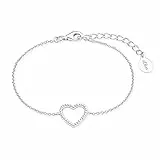 s.Oliver Bracciale da braccio da donna in argento 925, con zirconi sintetici, 16+3 cm, argento, cuore, Viene fornito in confezione regalo per gioielli, 2017255