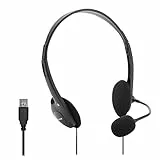 Vultech Cuffie Headset HS-02 per pc con microfono integrato su braccetto regolabile, controller del volume e funzione muto