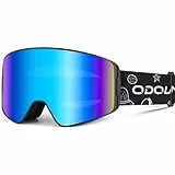 Odoland Maschere da Sci per Bambini e Adolescente, Occhiali da Sci Anti-Appannamento e Protezione UV, Maschere da Snowboard Compatibile con Casco, BL