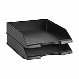 Amazon Basics Fogli Ripiano portacorrispondenza da scrivania, per ufficio, impilabile, conf. da 2, Formato per fogli A4, nero