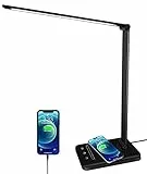 oxylops Lampada da Scrivania LED Protezione Degli Occhi, lampada Touch Control Pieghevole per cameretta,ufficio, con porta di ricarica USB, 6 livelli di luminosità 5 modalità di illuminazione (Black)