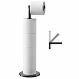Fousenuk Porta Carta Igienica da Terra, Portarotolo da Terra in Acciaio Inossidabile con Base Appesantita, Antiruggine Porta Rotolo Bagno Senza Trapano, Dispenser Carta Igienica Antiscivolo (Nero)