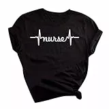 Abbigliamento Taglia Top a Tunica con Camicetta a Maniche Corte con elettrocardiogramma Stampato da Donna Diesel Maglia (Black, L)
