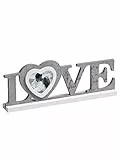 Walther Design Cornice portafoto a forma di scritta 'Love', Grigio (grau), 8 x 7,7 cm, legno