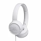JBL Tune 500 Cuffie Sovraurali, Cuffia On Ear con Microfono e Comando Remoto ad 1 Pulsante, bluetooth, cablato, elimina i rumori, Leggere e Pieghevoli, Da Viaggio, Bianco